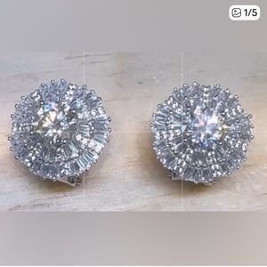 925 ss moissanite and cz peirced earrings